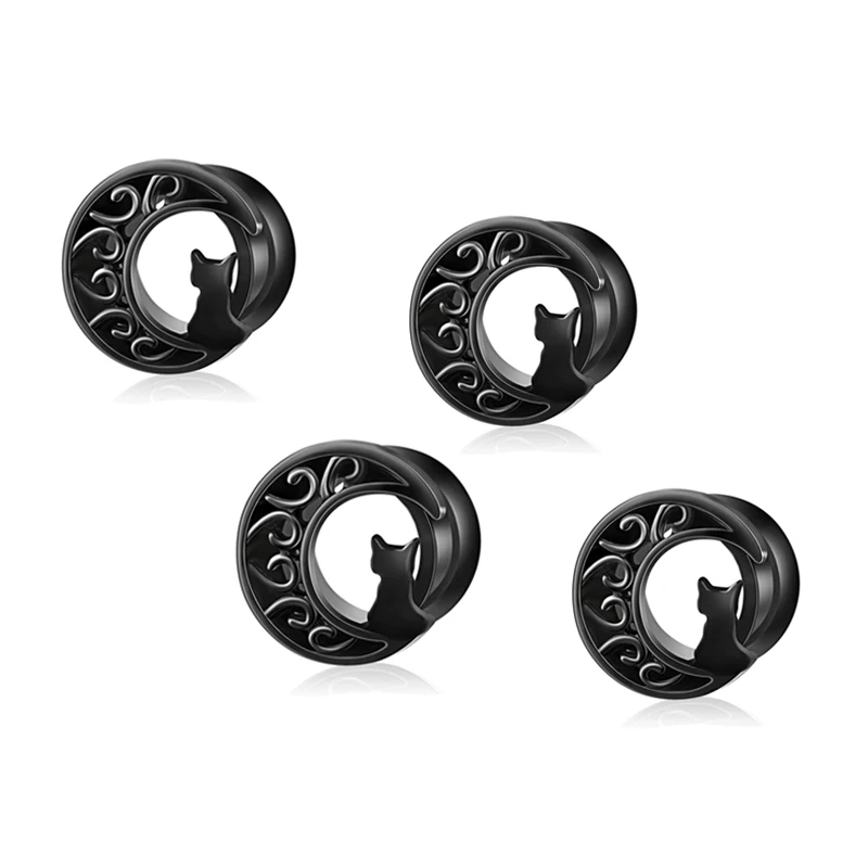 

Новые модные черные Коты из нержавеющей стали, заглушки для Пирсинга Ушей, расширители, ювелирные изделия для тела, туннели для ушей, оптовая продажа, 6-16 мм