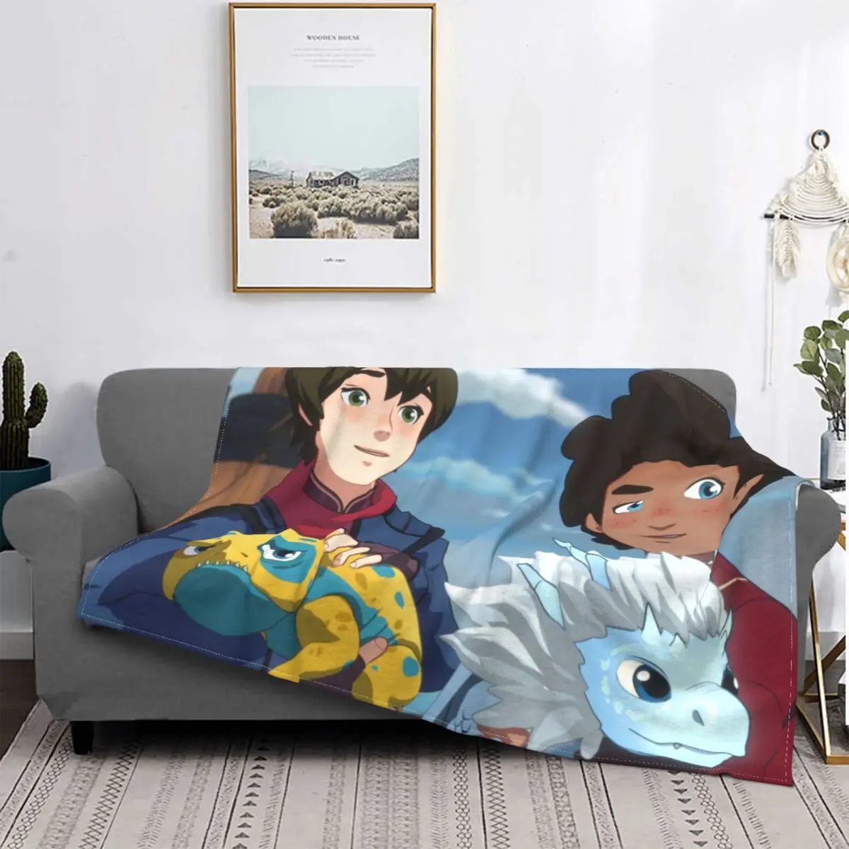 

The Dragon Viren Prince Animated Blanket Flannel Callum And Ezran Cozy Soft FLeece Bedspread