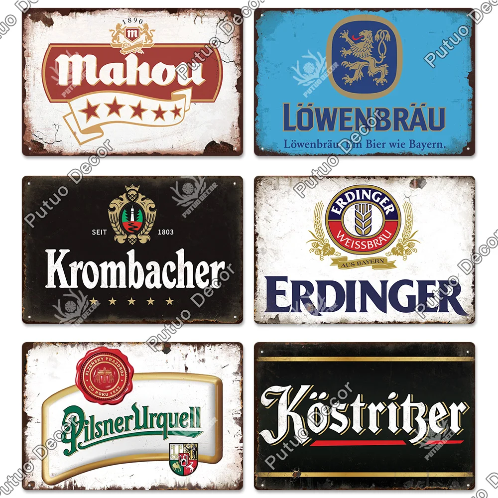 putuo decor germany beer brand metal sign plaque metal vintage tin sign for bar pub man cave kitchen club bar wall home decor free global shipping