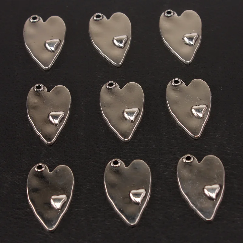 

15pcs Silver Plated Retro Double Heart Alloy Pendant DIY Charms Earrings Bracelet Jewelry Metal Accessories 24*15mm A1021
