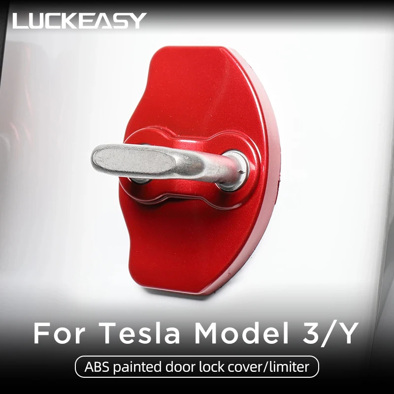 

LUCKEASY For Tesla Model 3 Model Y 2017-2023 Car Accessories ABS Door Lock Protection Covers Rust-Proof Door Latch Stopper