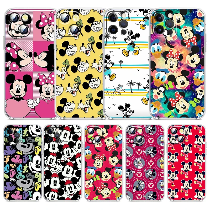 

Disney Fashion Mickey Minnie Phone Case For Apple iPhone 14 13 12 Mini 11 XS Pro Max X XR SE 2020 8 7 Plus Transparent Cover