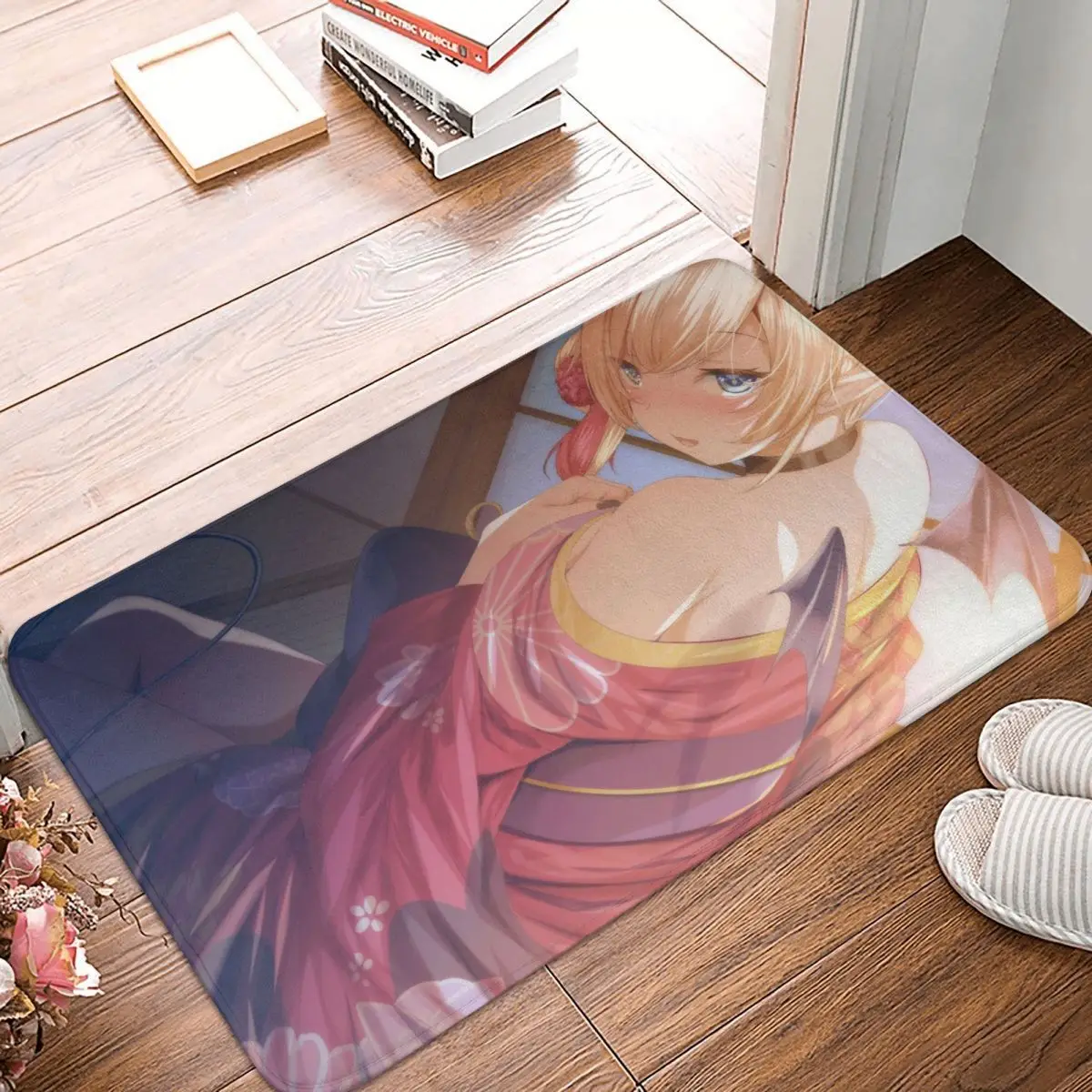 

Hololive Bathroom Non-Slip Carpet Fu MiHi Ko Bedroom Mat Welcome Doormat Floor Decoration Rug