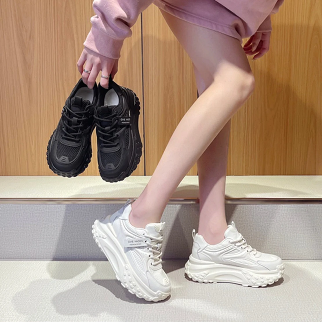 

Jenny&Dave Fashion New Women's Shoes Genuine Leather Shoes Women Face Solid Color Increase Leisure Sneakers