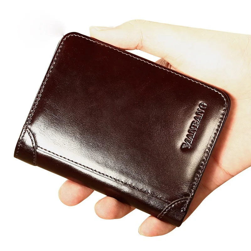 Male Genuine Leather Wallets Men Wallet Credit Business Card Holders Vintage Brown Leather Wallet Purses High Quality