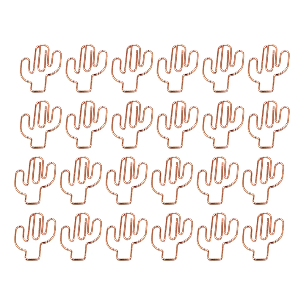 

24pcs Jumbo Paper Clips Cactus Shape Paper Clips Cartoon File Clamps Office Stationery School Supplies Rose Gold