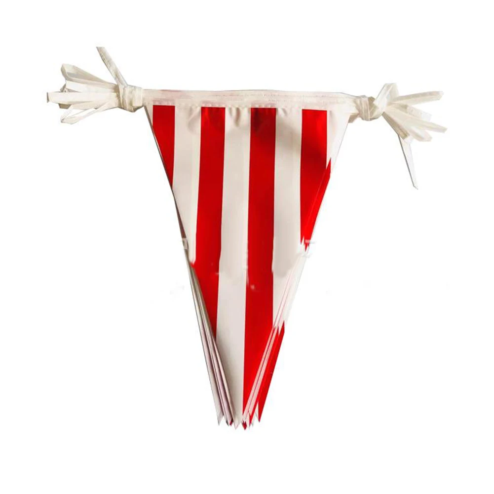 

Striped Pennant Ban 1 Set Of Flags 10/30M Plastic Red Rope Striped White For Your Circus Carnival Themed Party