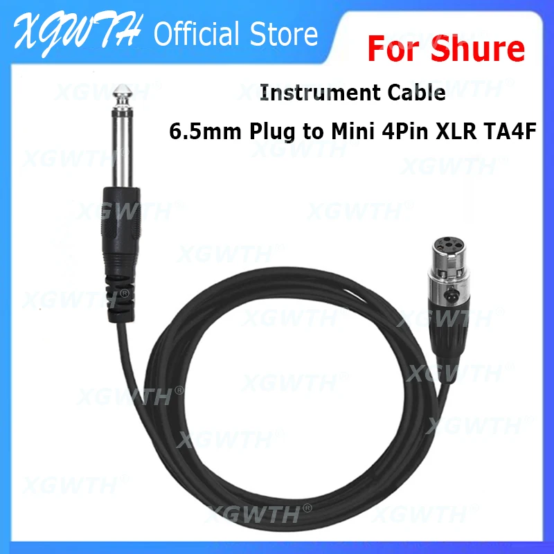 

Guitar Bass Instrument Audio Connection Cable for Shure Body Pack Wireless Transmitter System Mini 4Pin XLR to 1/4 6.35mm
