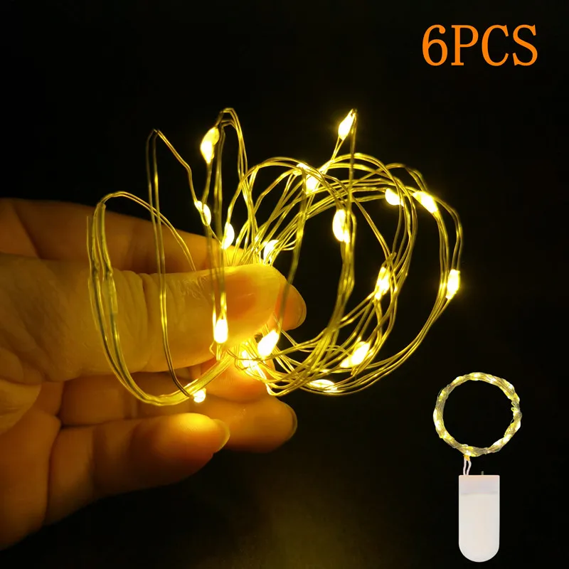 

Button Battery Operated for Wedding Xmas Garland Party Decor Lighting String Copper Wire Lamp 6PCS Garden Light LED Fairy Light