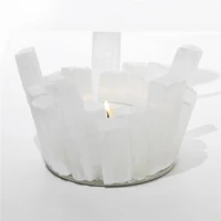 1pcs candlestick natural selenite stick candle holder irregular white selenite crystal quartz home decoration