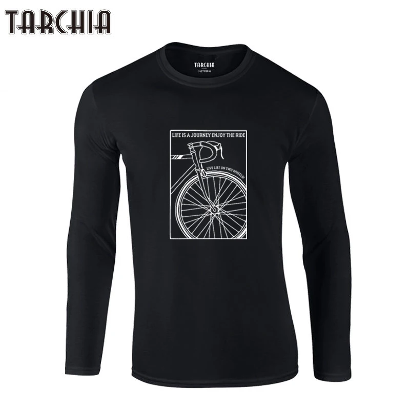 

TARCHIA 2023 T Shirts Men Brand New Long Sleeve T Shirt Life Is Journey Enjoy The Ride Camisetas Hombre 100%Cotton Oversized