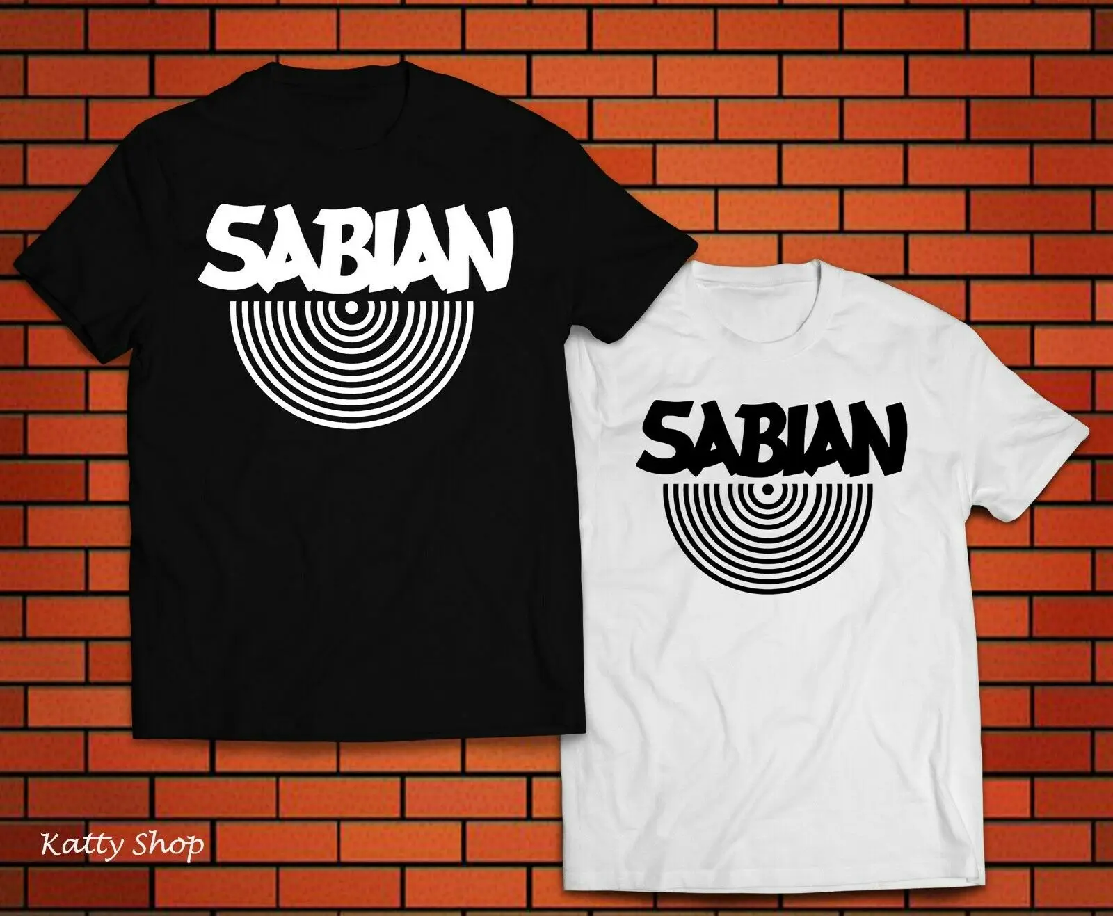 

New Design Sabian1 Crash Cymbal Drums Logo Logo Black White T-Shirt Variations
