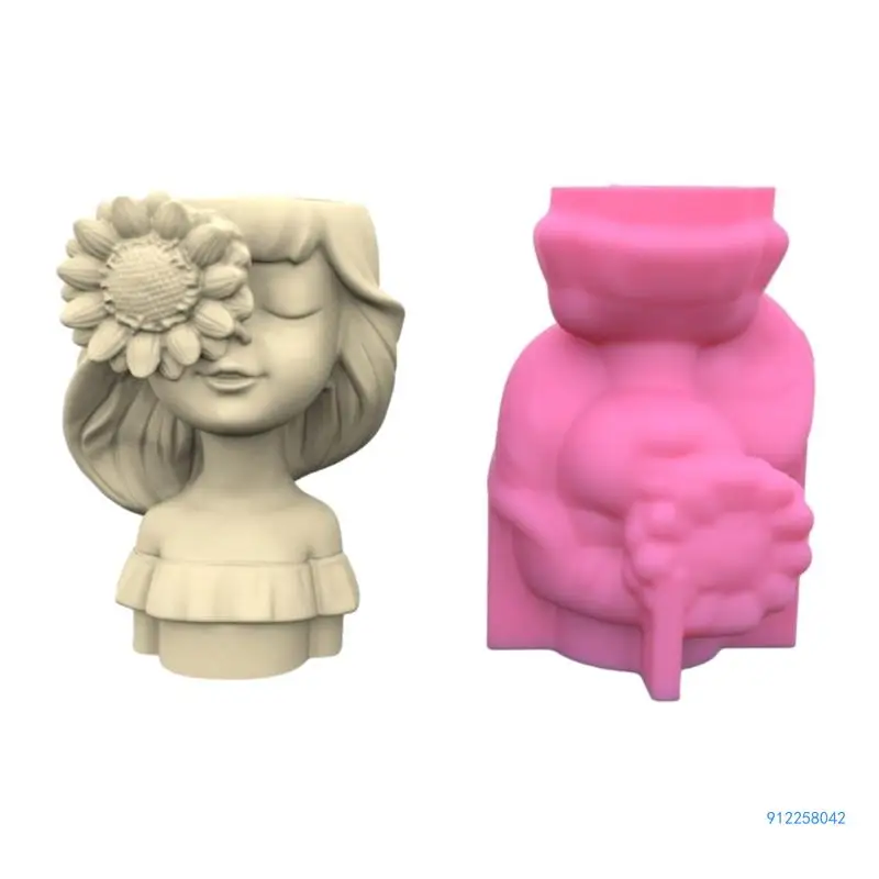 

Flower Pot Silicone Mold Little Girl Succulent Planter Concrete Mold DIY Crafts Drop shipping