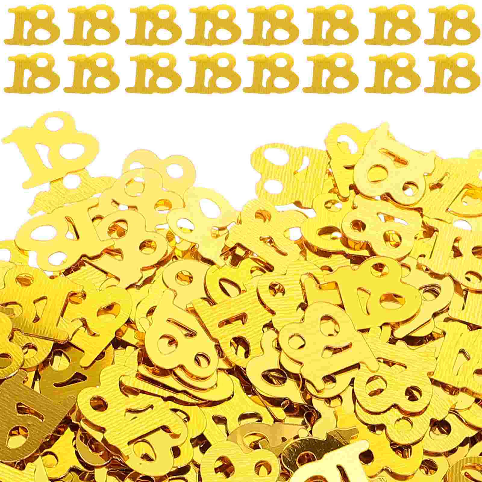 

600PC Monochrome Digital Birthday Confetti Party Happy Throwing Sequins Age 18 for Festival Party Decoration (Golden)