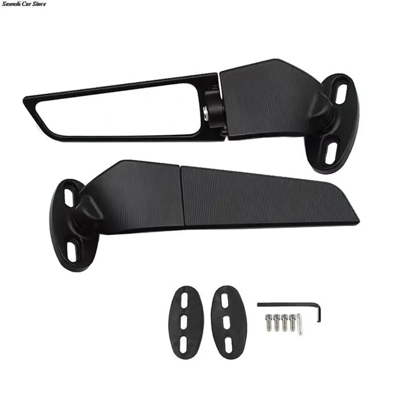 Modified Motorcycle 2PCS Rearview Mirrors Wind Wing Adjustable Rotating Side Mirrors For KAWASAKI NINJA 250 300 400 650 H2 H4