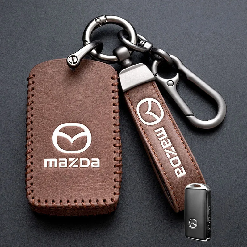 

Модный чехол для автомобильного ключа из натуральной кожи для Mazda 2, 3, 6, Axela, Atenza, фонарь CX5, фонарь, фонарь CX8, брелок для автомобиля ручной рабо...