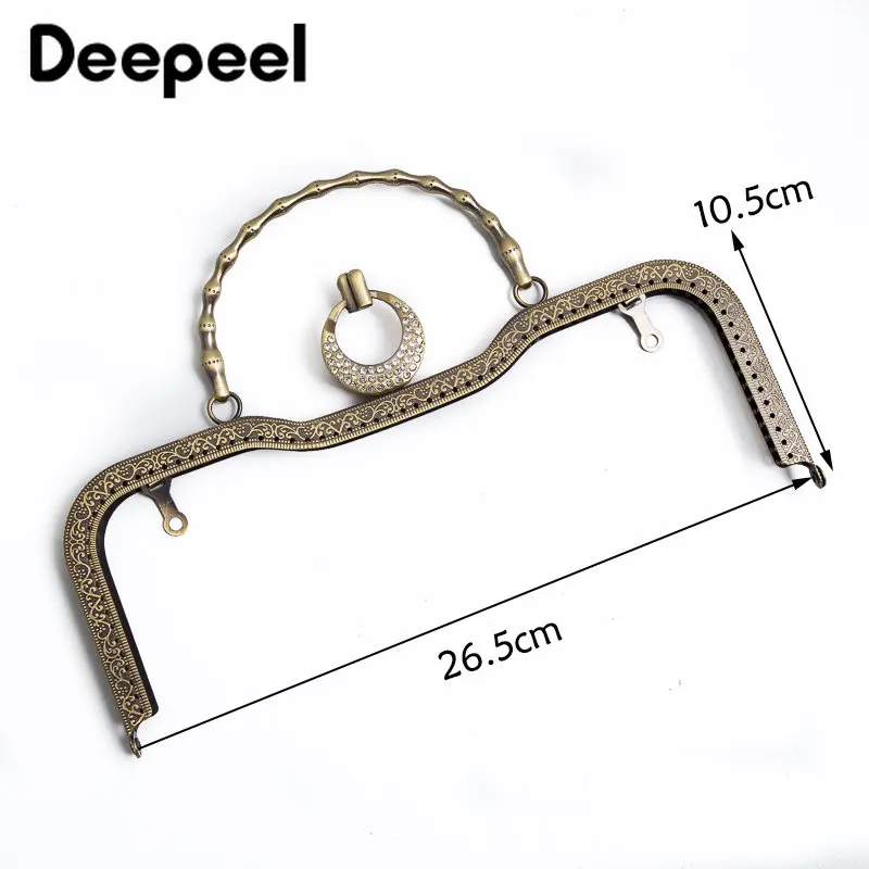 1/2Pcs Deepeel 26.5cm Metal Embossing Bag Handle Purse Frame Bracket Kiss Clasp Handmade DIY Handbag Replacement Craft Accessory