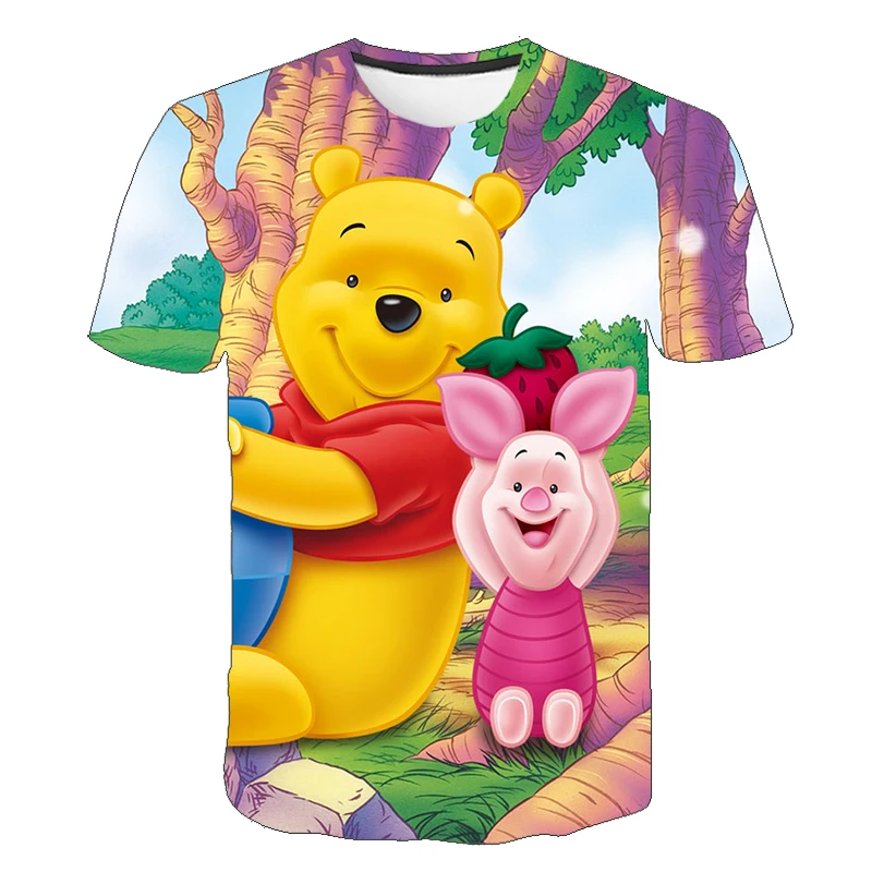

Disney Summer Winnie the Pooh Children Tops Baby Cartoon Print Boys Girls Cartoon T Shirt Clothes Kids Cute Girls Clothing