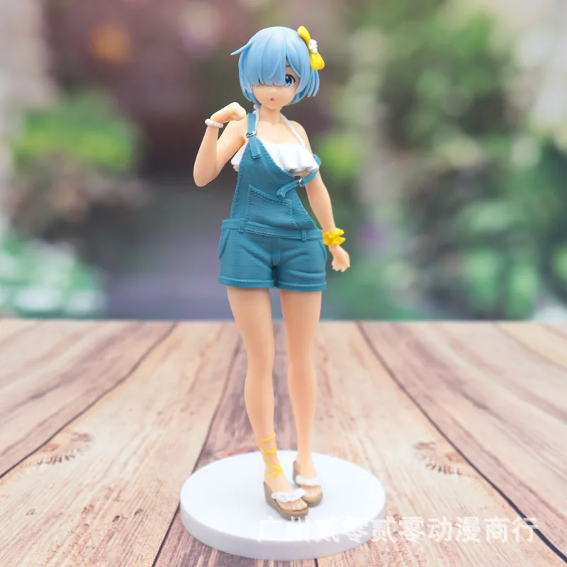 

23CM Action Figures Suspenders Rem Anime Re:Life In A Different World From Zero PVC Rem Ram Collectible Model Toys
