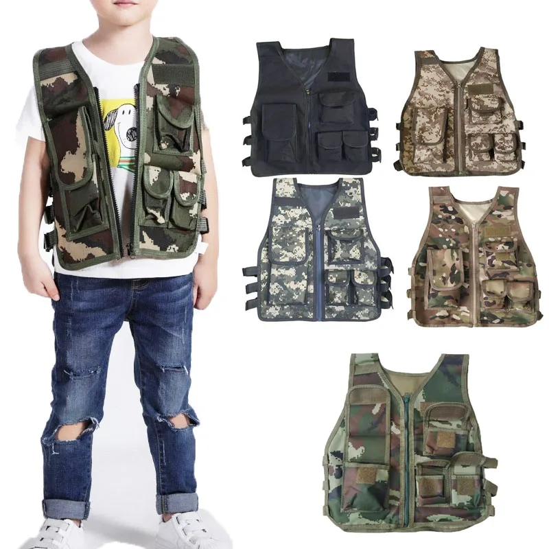 Kids Army Tactical Vest Military  Hunting Combat Bulletproof Uniform Special Costumes Forces Children Camouflage Jungle Clothing