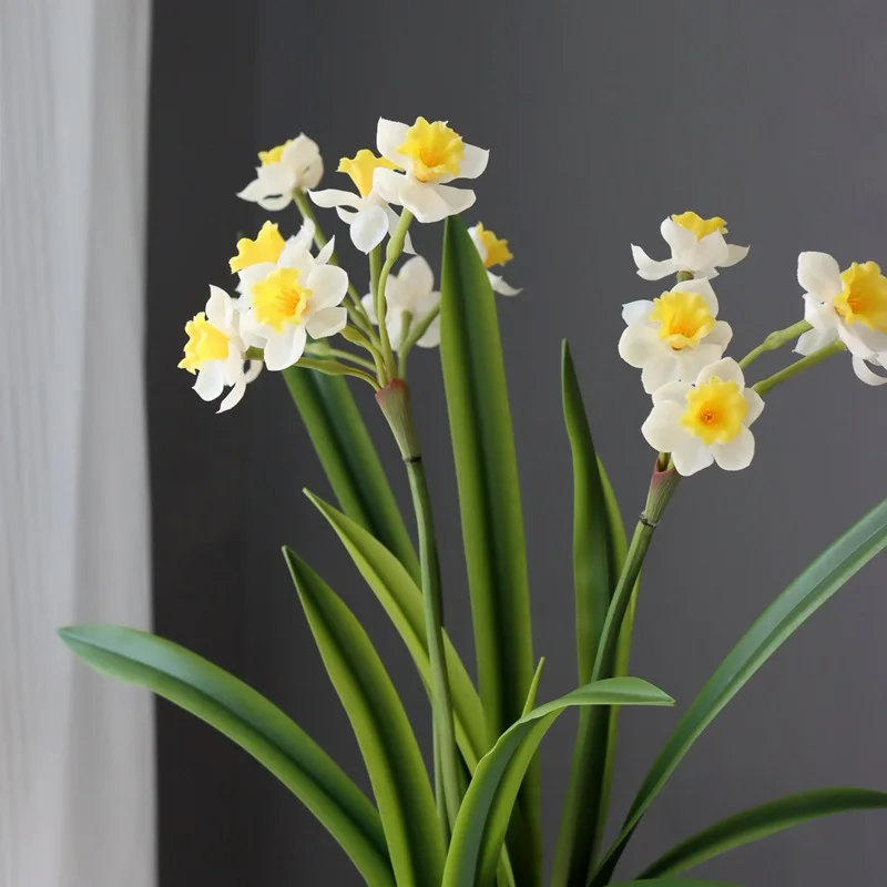 

Luxury 3 Pcs/bundle Real touch Latex Daffodils fake flower garden living room wedding decoration fleurs artificielles