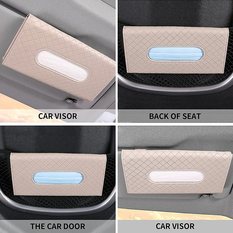 

Car Tissue Boxes PU Leather Car Sun Visor Hanging Tissue Box HolderAuto Interior Storage Decoration Accessories 2023 New