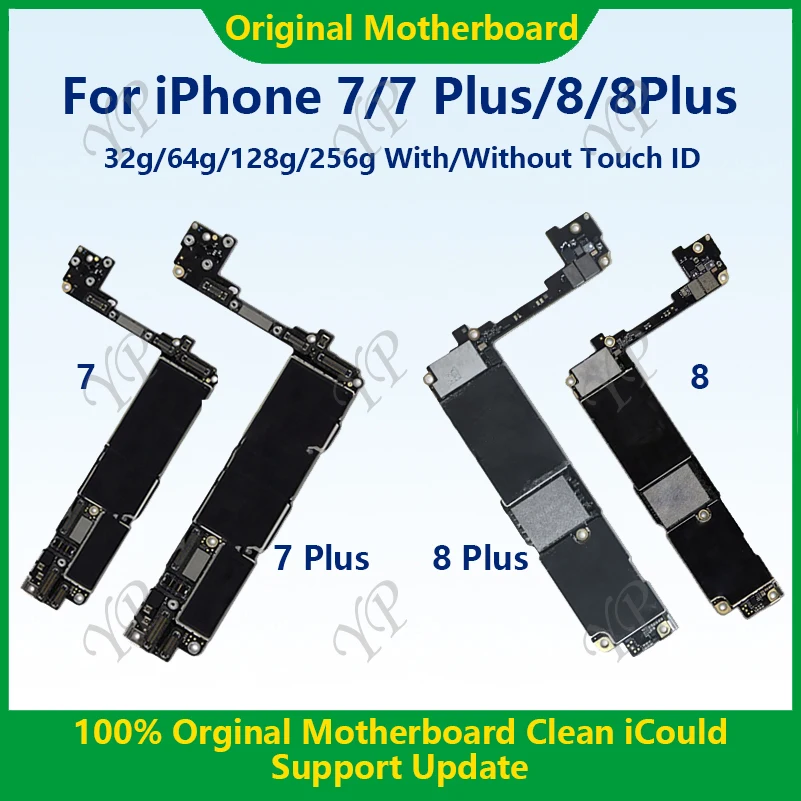 Fully Tested Motherboard For iPhone 7/7 Plus/8/8 Plus 32g/128g/64g/256g Mainboard Without Touch ID Cleaned iCloud Free Shipping