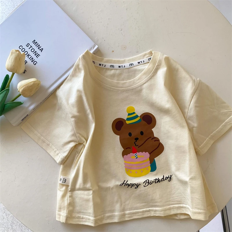 

Kids Clothes Girls T-shirts Summer Boy Cute Cartoon Letter Print Top for Babies Cotton Short Sleeve Young Children's Clothing