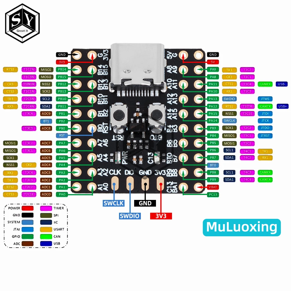 Мини STM32F103C8T6 CH340 Макетная плата Оригинальный чип Микроконтроллер Основная ARM