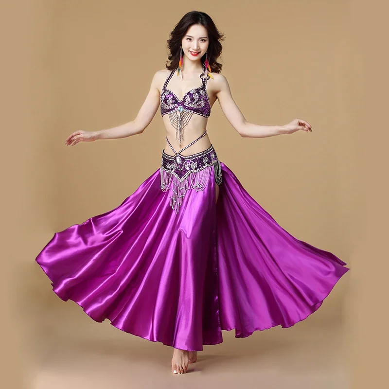 

Belly Dance Costume Indian dance 3pcs Bra&Belt&Skirt Sexy Dancing women dance clothes Set bellydance wear 8 color for selection