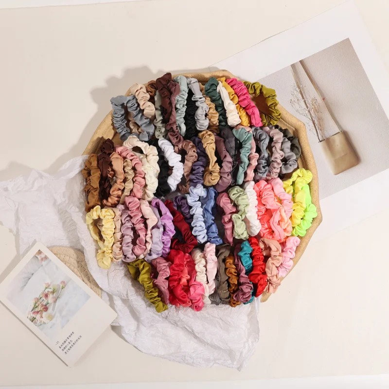 Эластичные резинки для волос хвоста однотонные винтажные атласные женщин и