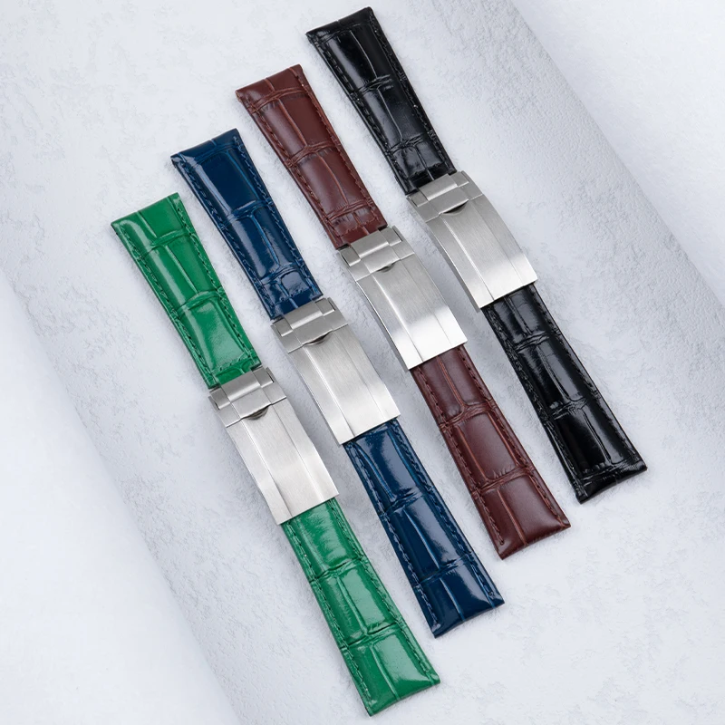 Ремешок для часов из итальянской воловьей кожи 20 мм ремешка Rolex Daytona Submariner GMT OYSTERFLEX