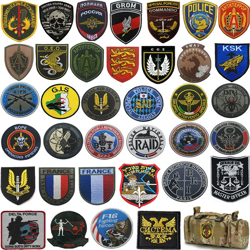 

SPECIAL FORCES Police Badge Patch Army Military Tactical Hook Embroidery Patches for Clothes Cap Bags France Brazil Spain Russia