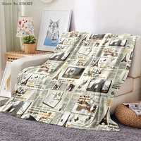 3d newspaper printed flannel blanket eiffel tower fleece blanket personalized retro home nap office sofa soft blanket