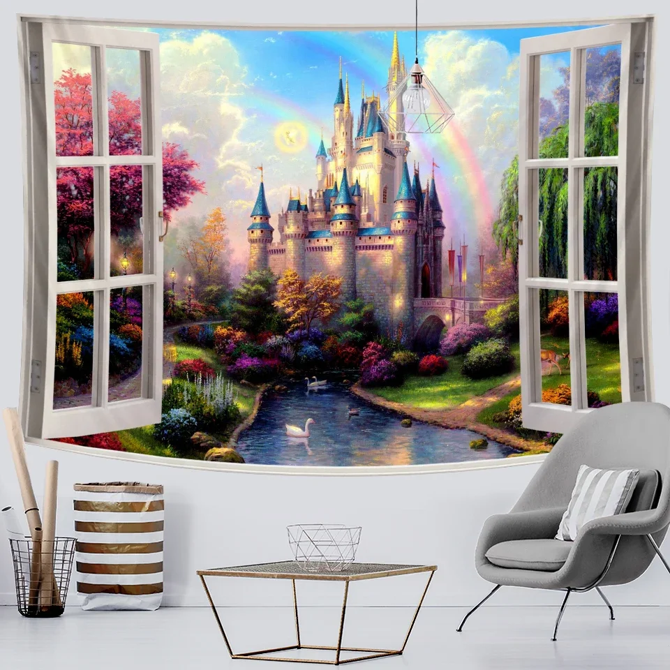 3D гобелен с пейзажем психоделическая сцена Мандала домашнее искусство деко