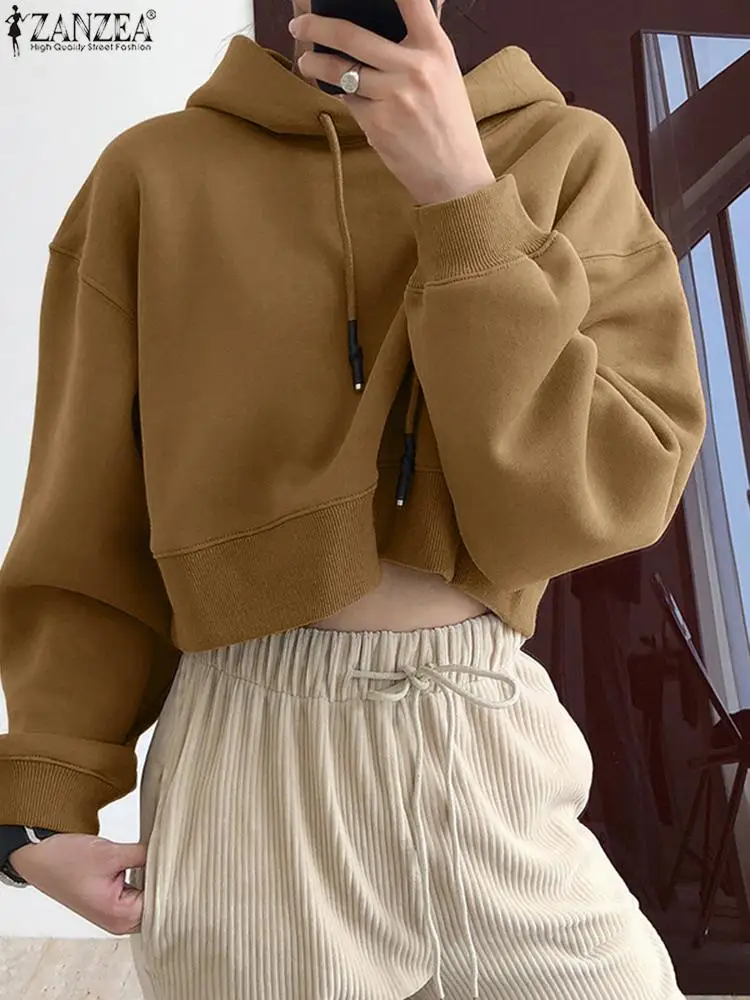 

Oversized Women Female Casual Solid Long Sleeve Hoodies ZANZEA Harajuku Sweatshirt Top 2023 Fashion Lady Hooded Autumn Pullover