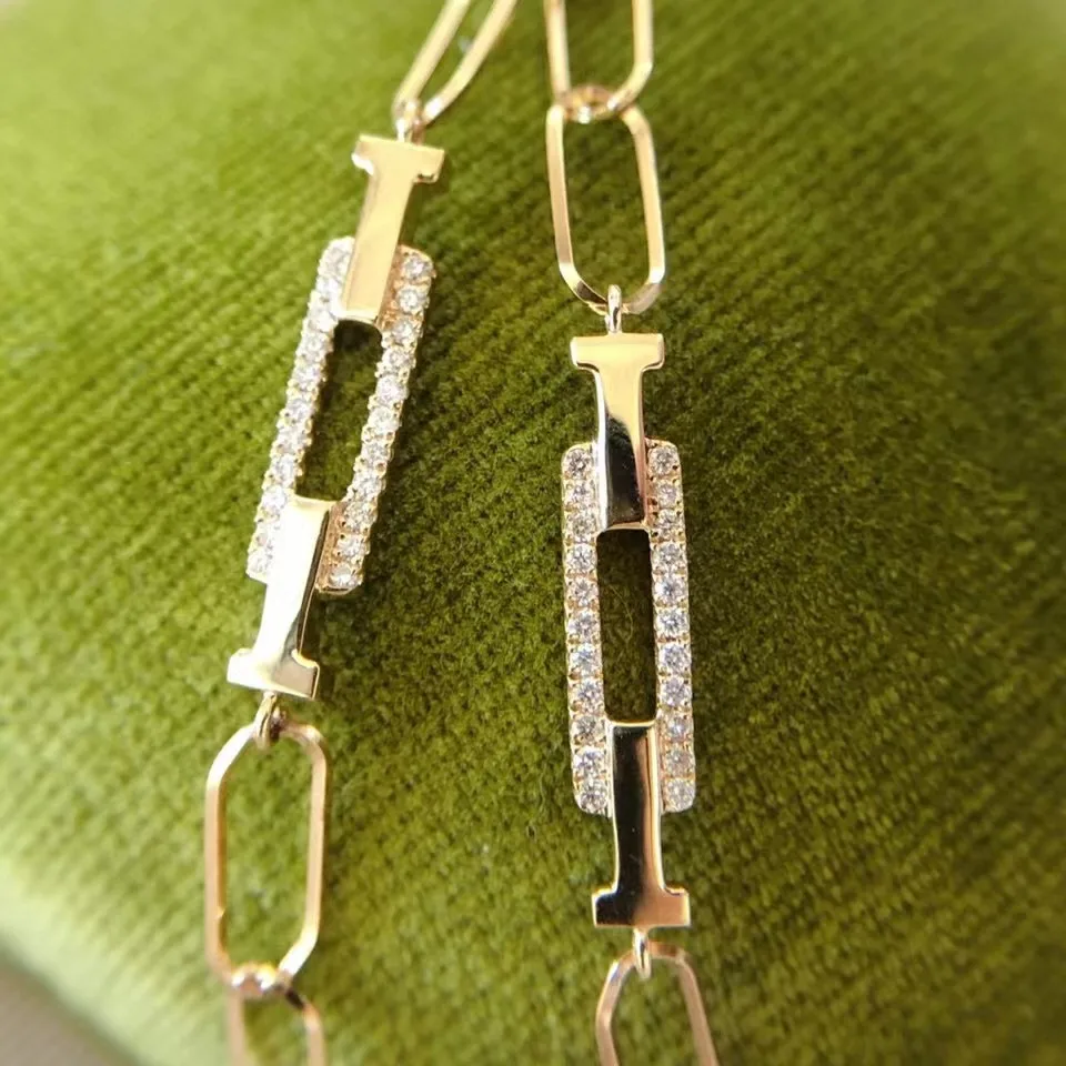 Natural Diamond Bracelet 18k gold true pure Solid Yellow Gold lady wedding jewelry(AU750)women irregular square bracelet wedding