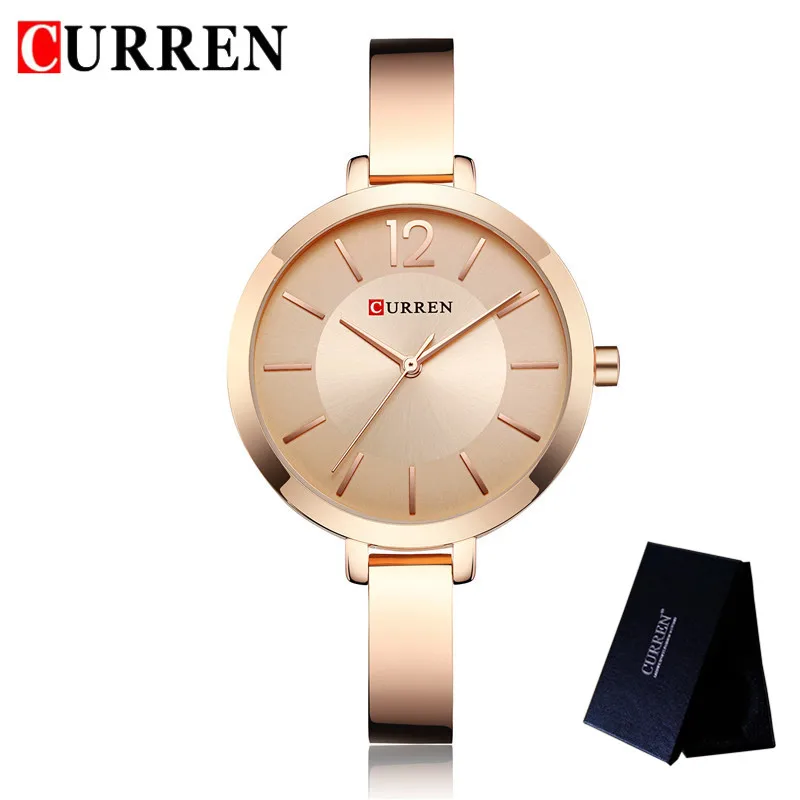 Часы CURREN женские наручные из нержавеющей стали под розовое золото 9012