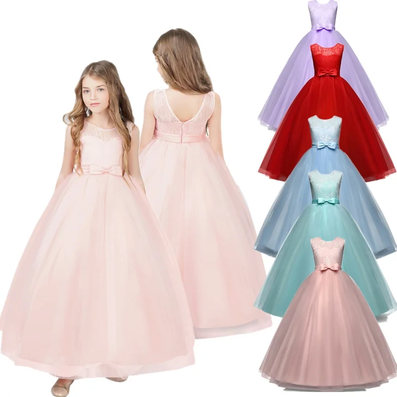 

Teenage Girls Wedding Dresses Kids Lace Bridesmaid Princess Party Tutu Prom Gown Children Elegant Evening Dress Clothes