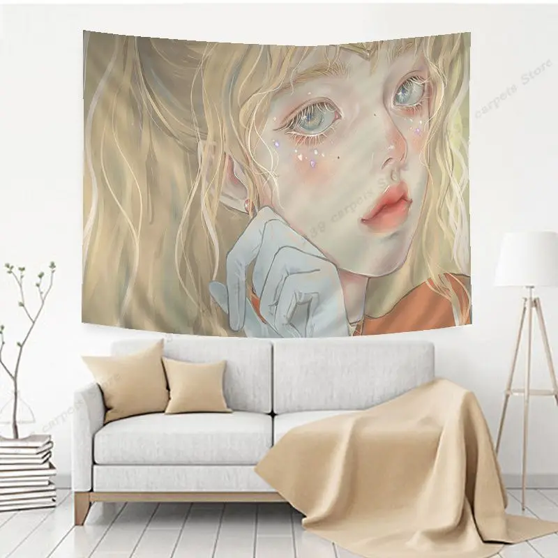 Красивый аниме кавайная девушка гобелен дешевый хиппи настенный богемный