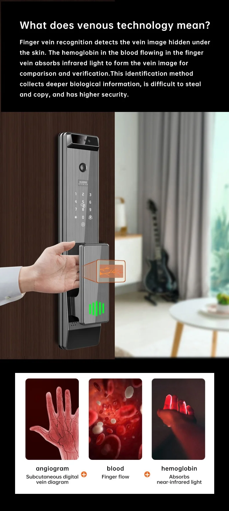 Умный замок YOUHE Tuya автоматический биометрический комбинация приложений Wi-Fi с