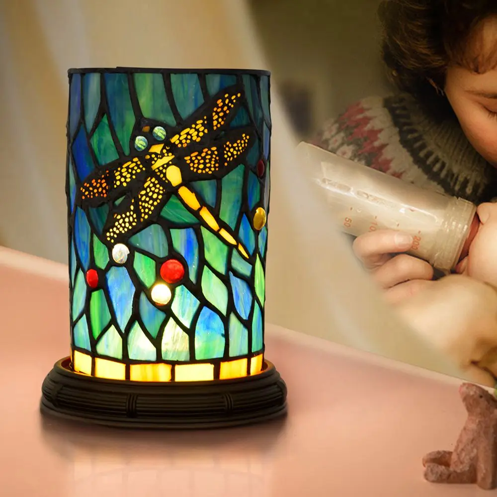 Vintage table lamp Tiffany art lamp led bedside lamp USB dimming night light bar table lamp American dragonfly table lamp