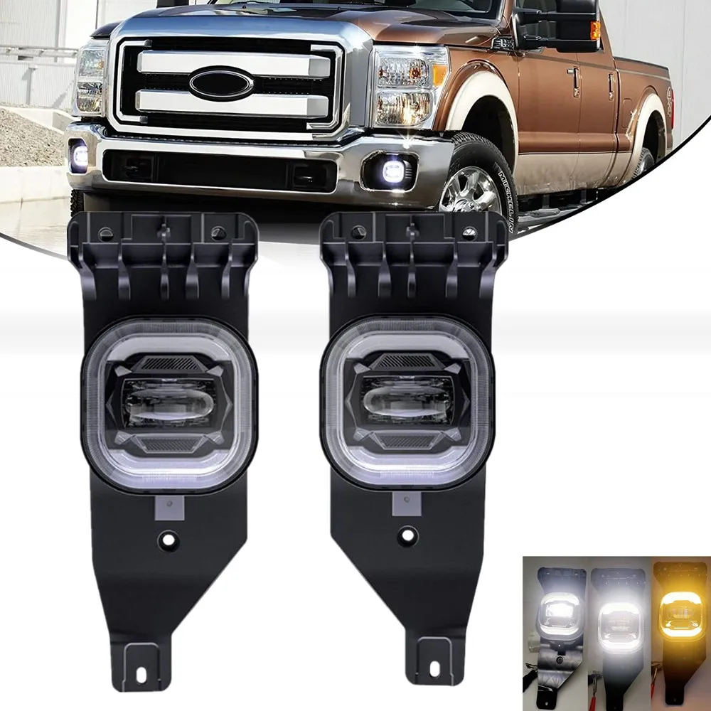 2pc Car Led Fog Light with White DRL Amber Turn Signal For Ford F250 F350 Super Duty 2005-2007 Accessories