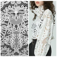 chiffon laser cutting hollow lace fabric off white color lady blouse shirt dress making lace 2022 new