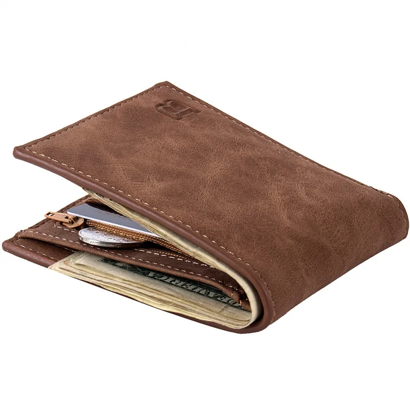 New PU Leather Men's Short Wallet Slim Business Card Holders Male Short Coin Pocket Wallet Dollar Money Purse For Man