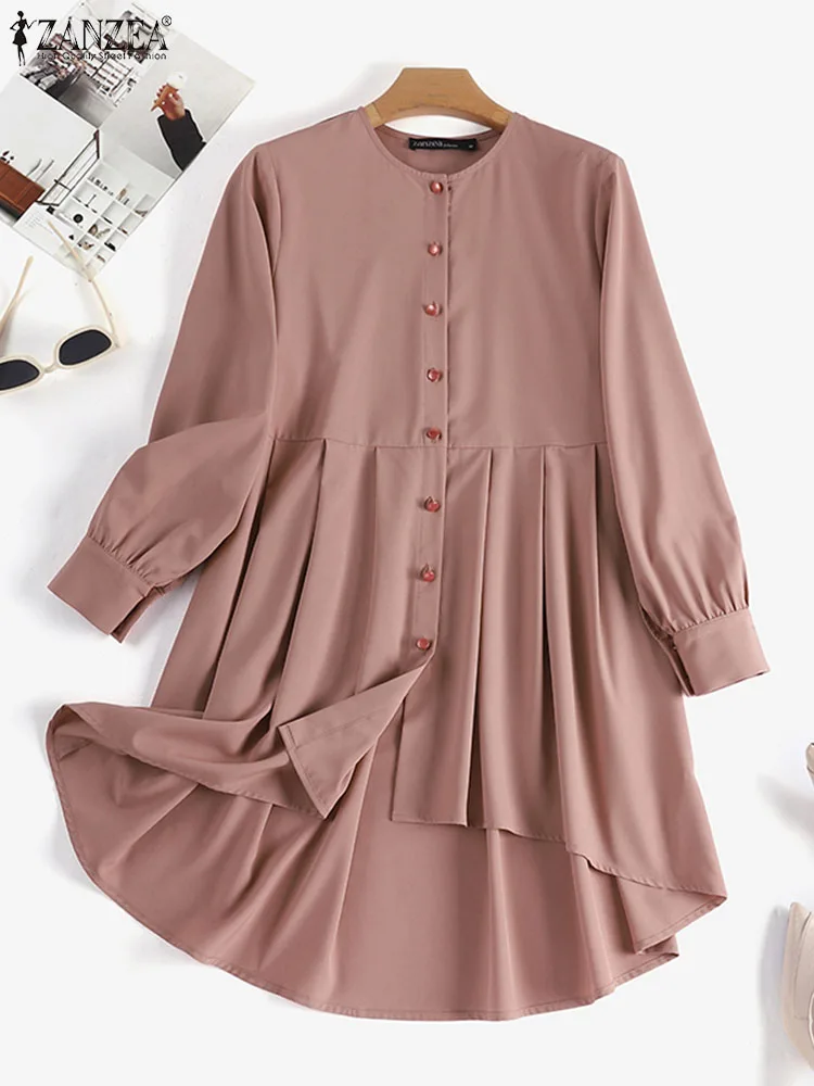 2023 модная Осенняя мусульманская рубашка ZANZEA абайя топы хиджаб одежда Женская