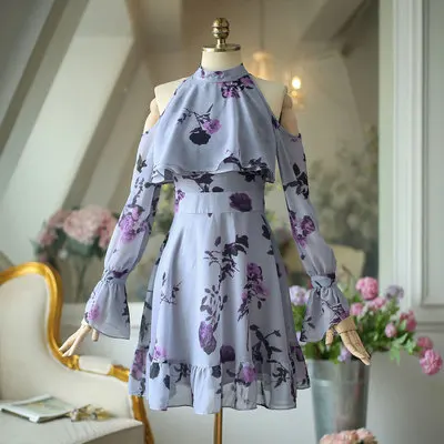 

2022 Philosophy 2020 New Autumn Elegant Women Ruffles Yellow Dress Fashion Ladies Chiffon Dresses Party Girls Chic Floral Dress
