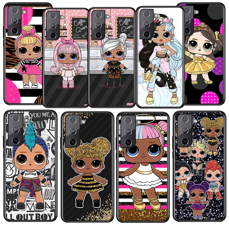 

Cute LOL Suprise Hot For Samsung Galaxy S22 S21 S20 Ultra Plus Pro S10 S9 S8 S7 4G 5G Soft TPU Silicone Black Phone Case Fundas