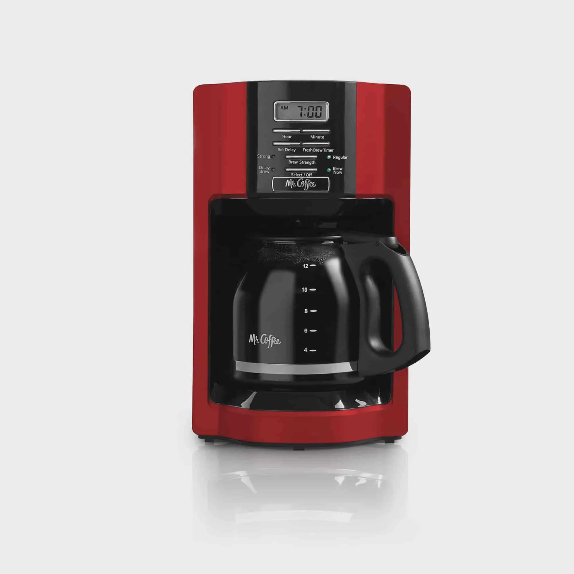 

12-Cup Programmable Coffeemaker, Rapid Brew, Red