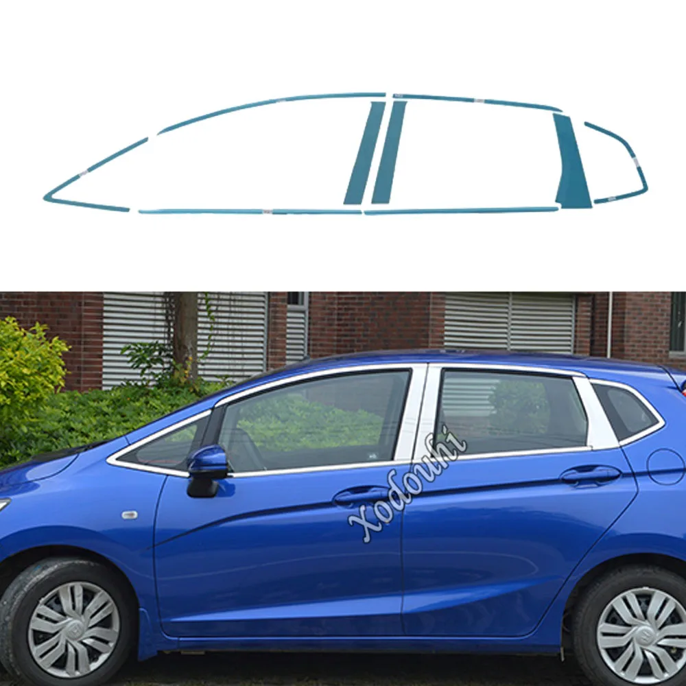 

For Honda Fit Jazz 2014 2015 2016 2017 Car Body Stick Stainless Steel Glass Window Garnish Pillar Middle Column Strip Trim Hood